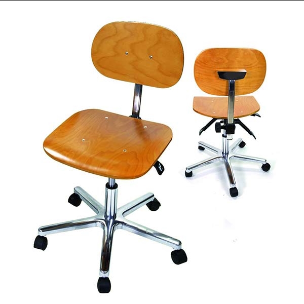 SILLA PARA PUESTO DE TRABAJO - CON RUEDAS - RESPALDO REGULABLE - MADERA