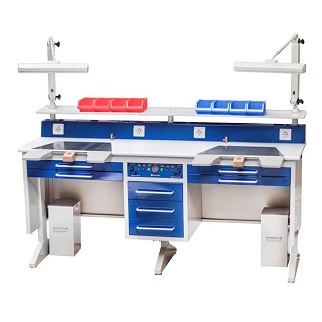 MESA TRABAJO PARA LABORATORIO DENTAL 2 PUESTOS ACERO